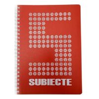 Caiet 5 subiecte A4 200 file spirala, coperta plastic rosu