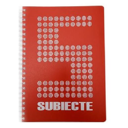 Caiet 5 subiecte A4 200 file spirala, coperta plastic rosu