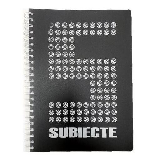 Caiet 5 subiecte A4 200 file spirala, coperta plastic negru