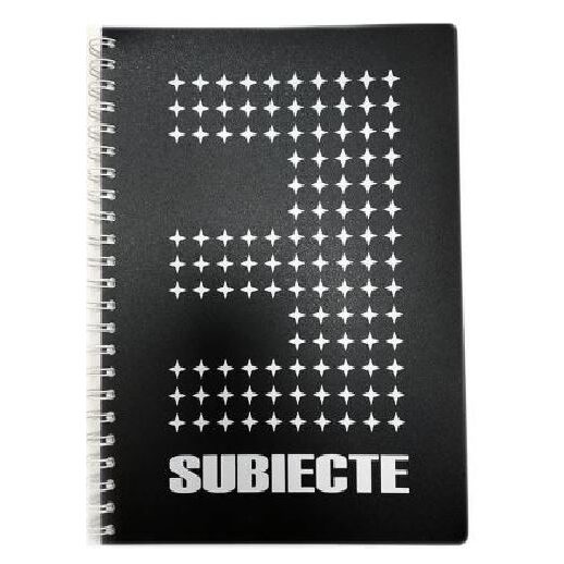 Caiet 3 subiecte A4 120 file spirala, coperta plastic negru