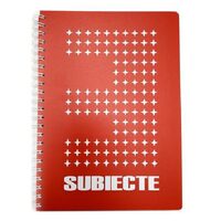 Caiet 3 subiecte A4 120 file spirala, coperta plastic rosu