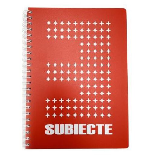 Caiet 3 subiecte A4 120 file spirala, coperta plastic rosu
