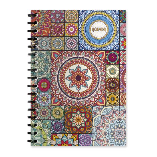 Agenda A5 nedatata, spirala, coperta carton Mandala Tiles M8 